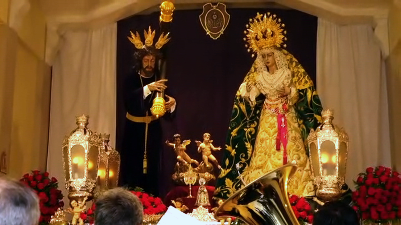 Últimos preparativos de Jesús el Nazareno y María Santísima de la Esperanza para el Domingo de Ramos en Alcorcón