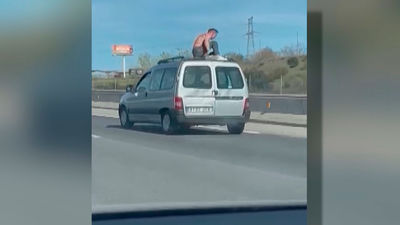Detenido el 'Spiderman de la A-5': Se cuelga de la baca del coche en marcha en plena autopista