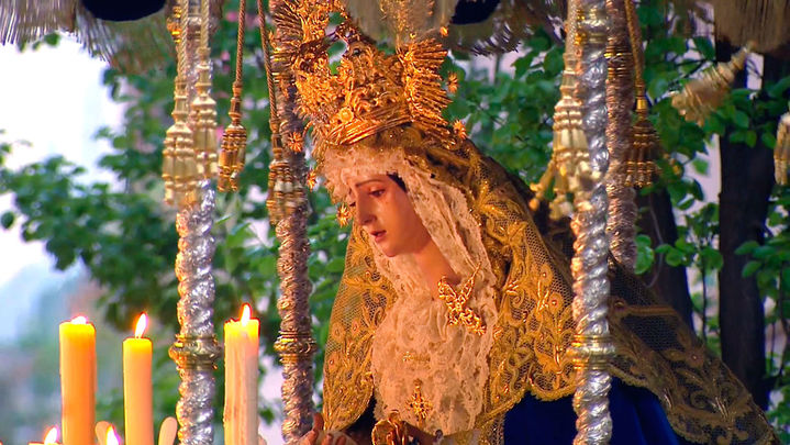 La imagen de María Santísima de las Angustias, en la procesión de Los Gitanos, en Madrid / Telemadrid