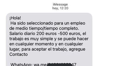 INCIBE alerta de una oferta fraudulenta de empleo vía SMS