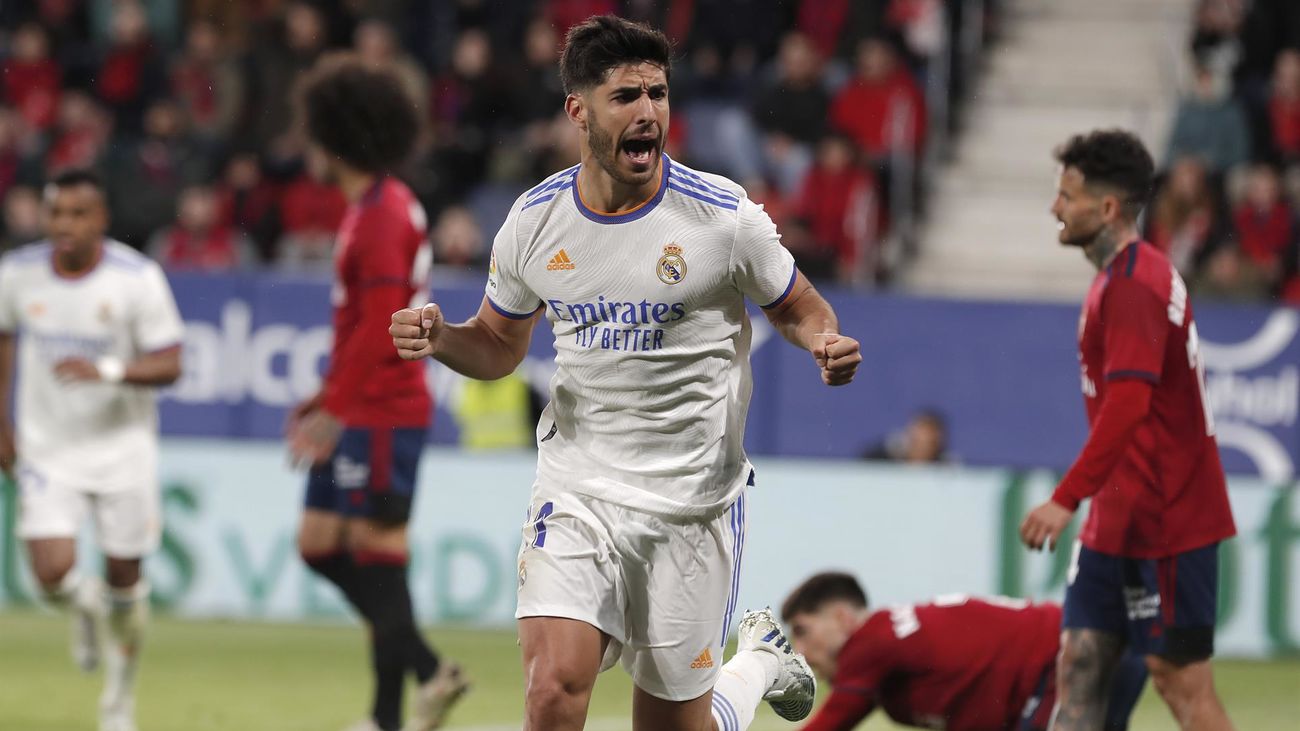 Marco Asensio celebra el gol ante Osasuna