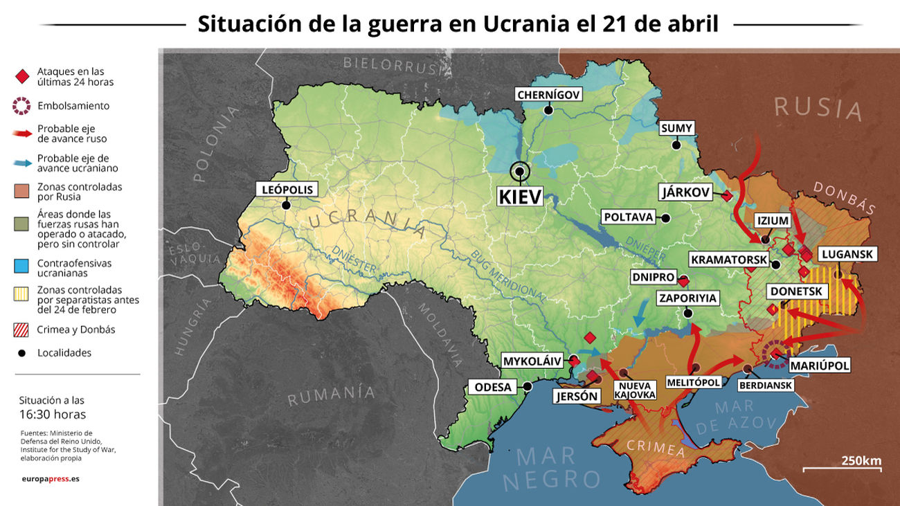 Rusia planea tomar el sur de Ucrania y unirlo con la región prorrusa de Moldavia