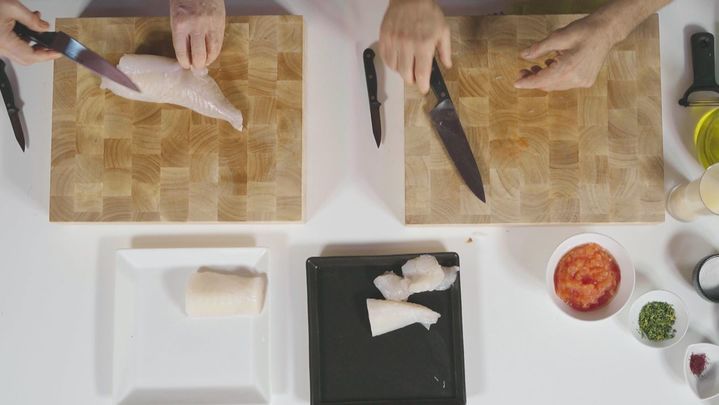 Receta de lomos de rape con carabineros