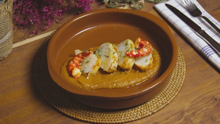 Receta de lomos de rape con carabineros