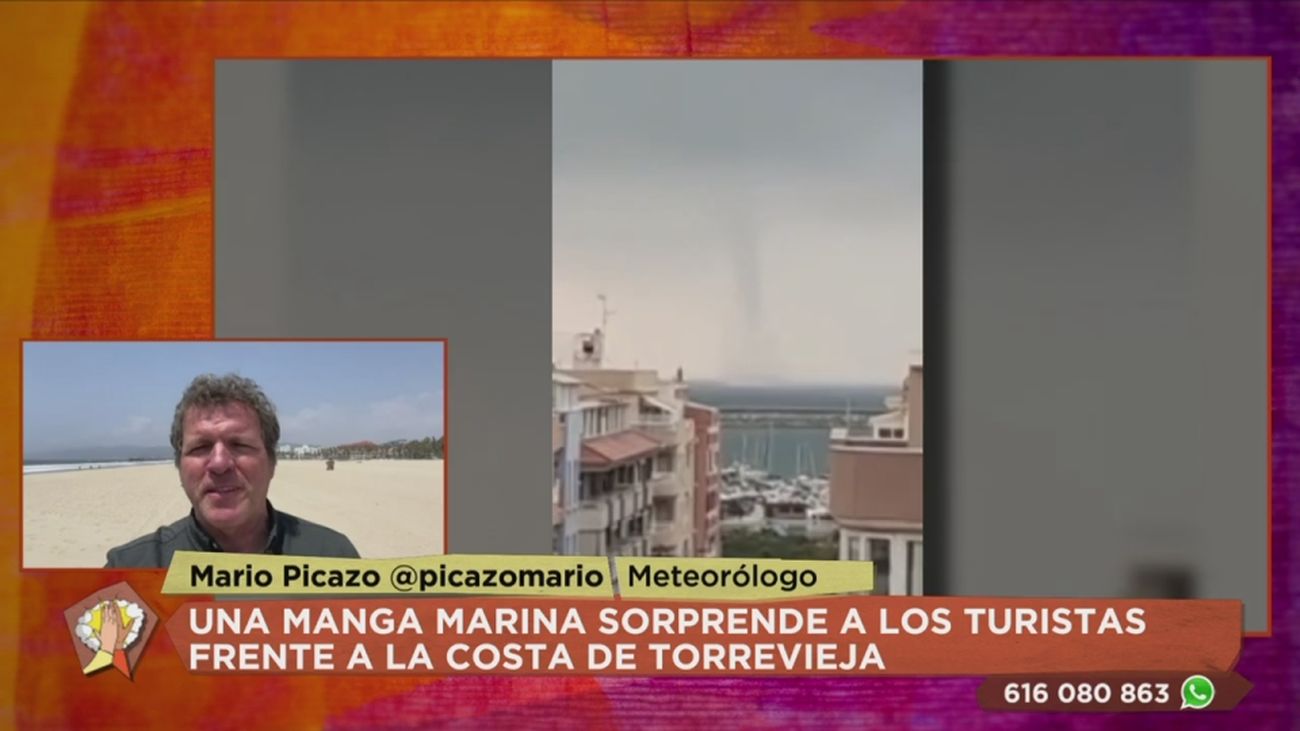 Una manga marina sorprende en Torrevieja