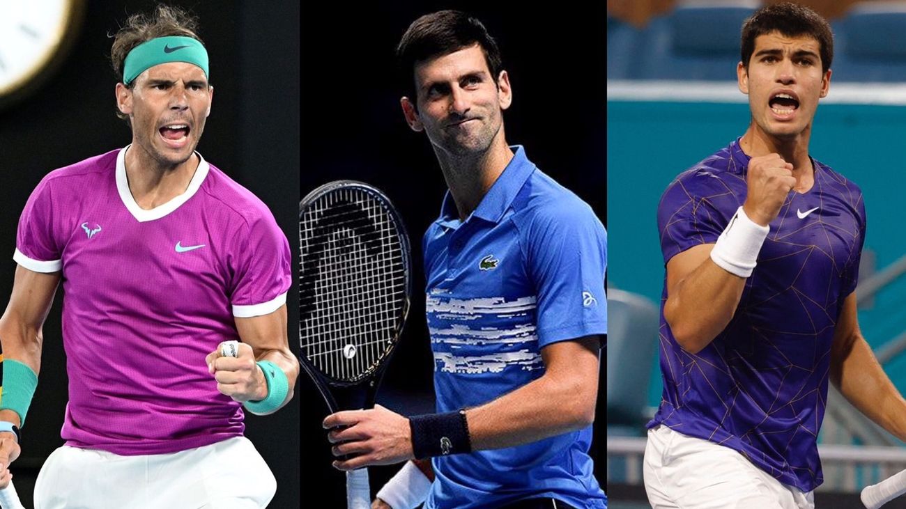 Nadal, Djokovic y Alcaraz