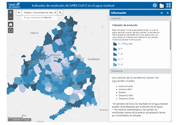 Captura del mapa interactivo del Canal de Isabel II / CYII