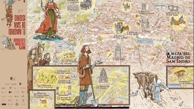 La pradera, la ermita... Madrid publica un mapa ilustrado con los espacios clave en la vida de San Isidro