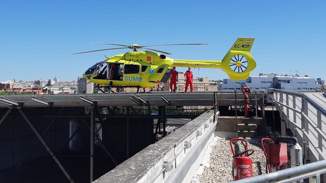 Traslado en helicóptero tras un accidente de moto en Colmenar de Oreja