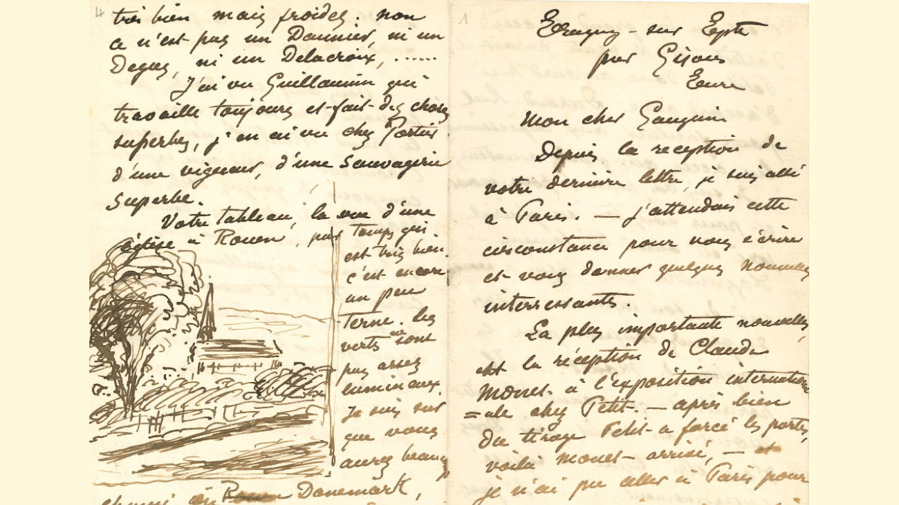 Una de las cartas expuestas en el museo Thyssen, de Pissarro a Gauguin