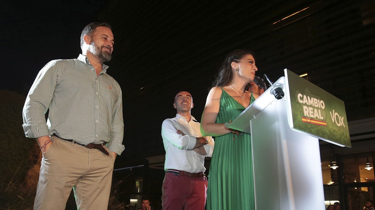 LA candidata de Vox, Macarena Olona, tras las votaciones a la presidencia de la Junta de Andalucía