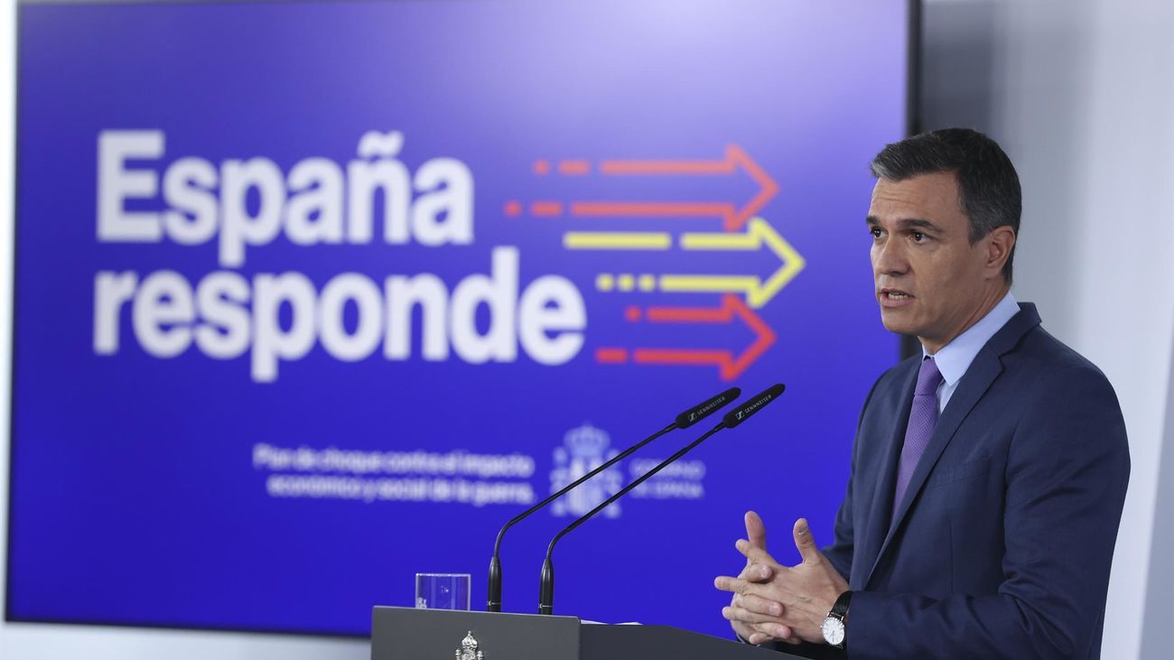 Pedro Sánchez durante su intervención tras el Consejo de Ministros