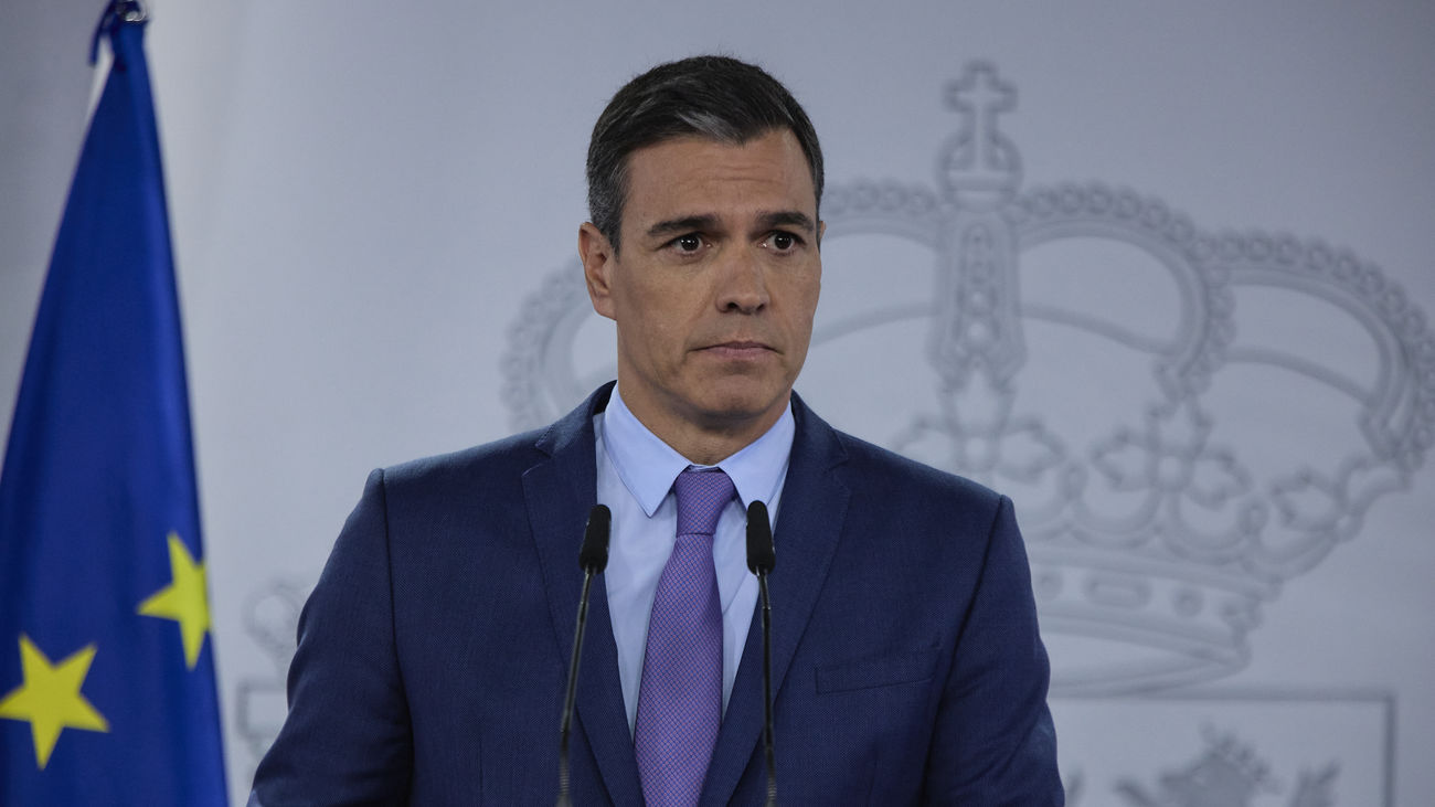 El presidente del Gobierno de España , Pedro Sánchez, comparece tras la reunión del Consejo de Ministros Extraordinario, en el Palacio de la Moncloa, a 22 de junio de 2022,.