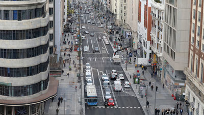 La afluencia de peatones en la Gran Vía aumentó un 44% en el último año