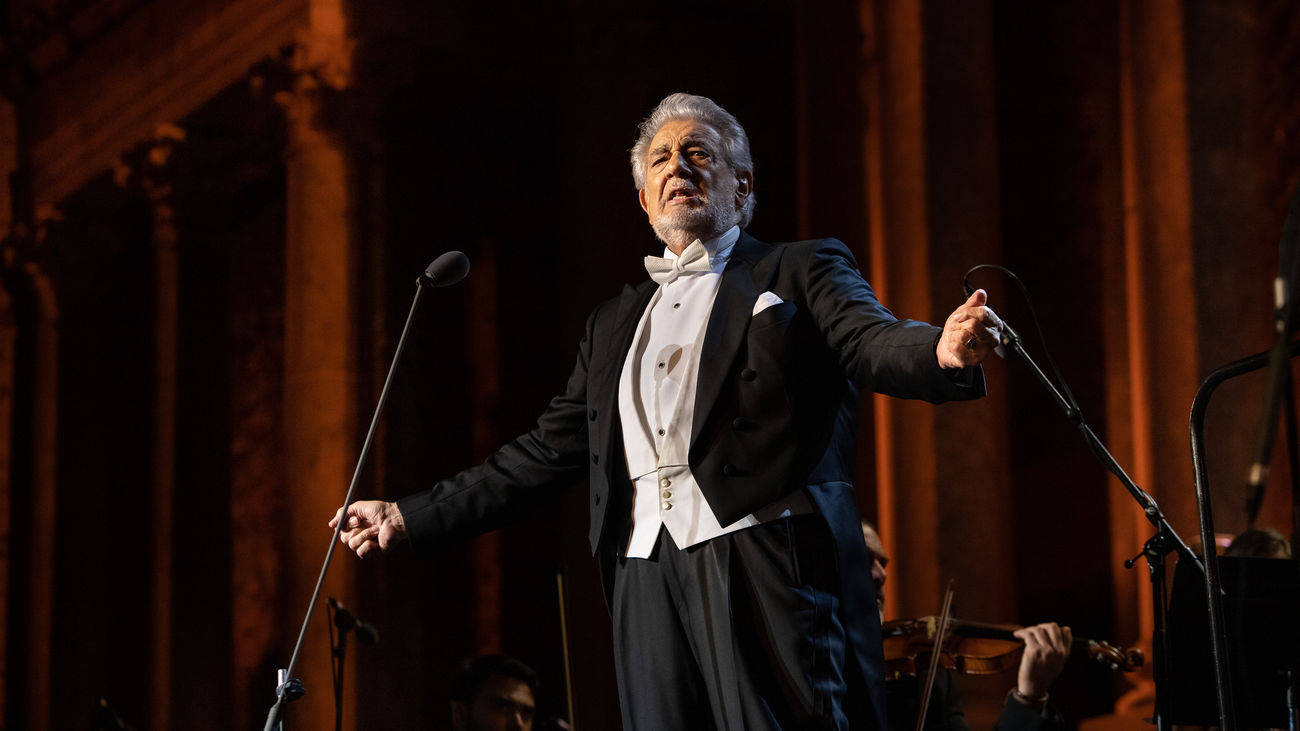 El tenor Plácido Domingo, durante un concierto en el Teatro Romando de Mérida el año pasado