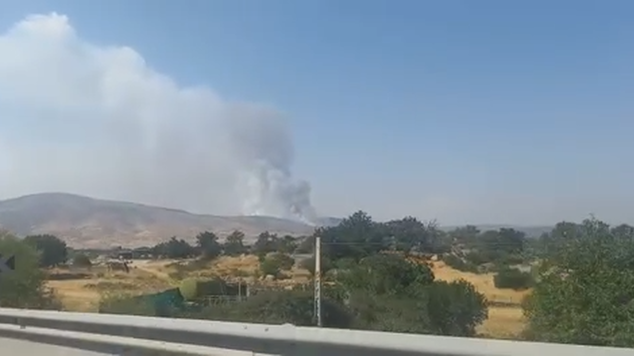 Tres dotaciones aéreas y dos terrestres de bomberos de Madrid trabajan en un incendio en Cebreros, Ávila