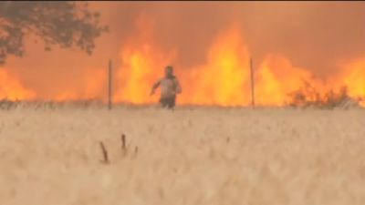 Un agricultor escapa en llamas del incendio de Zamora