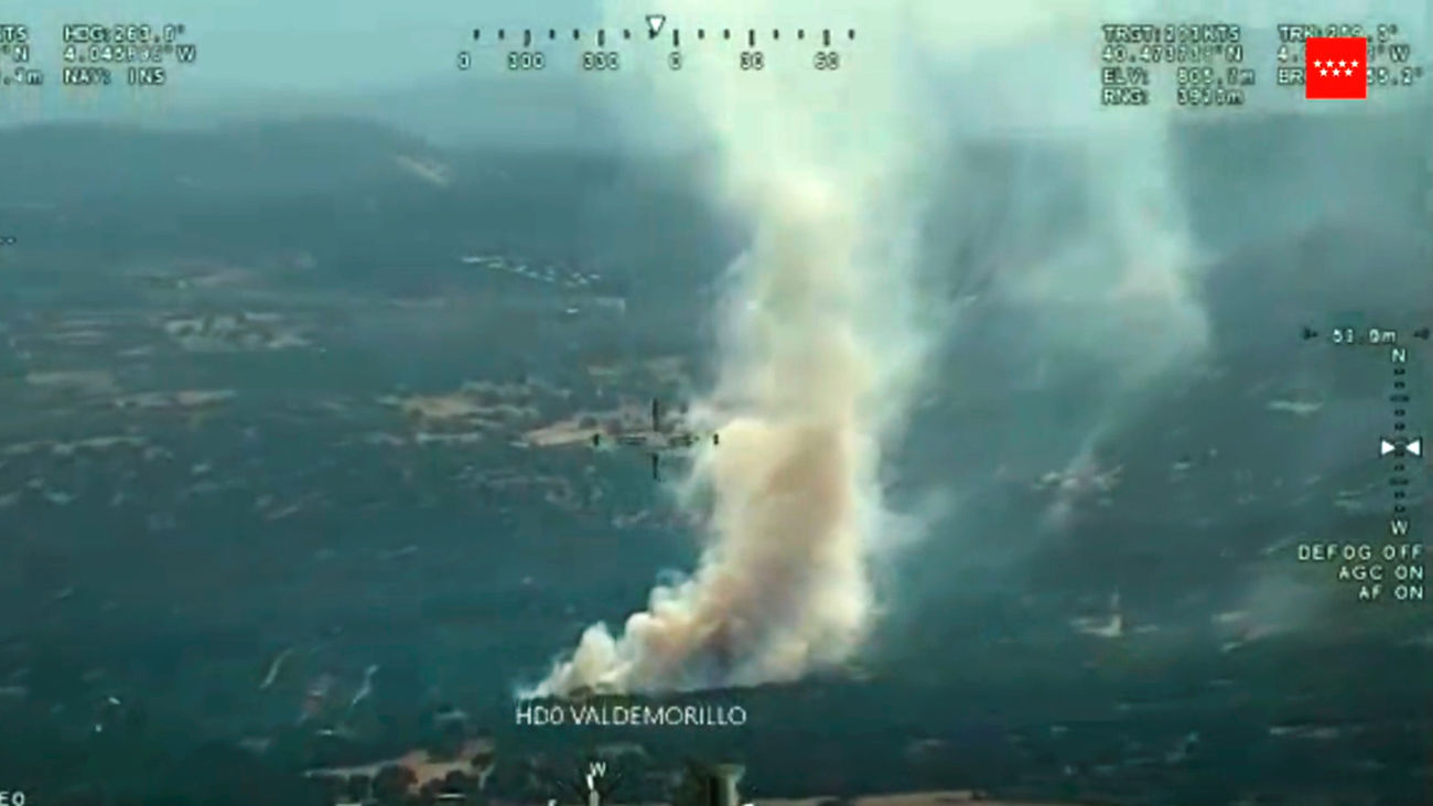 Imágenes aéreas de un incendio en Valdemorillo