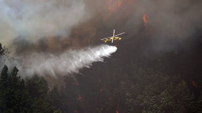El viento da un respiro en Tenerife pero el fuego continúa activo