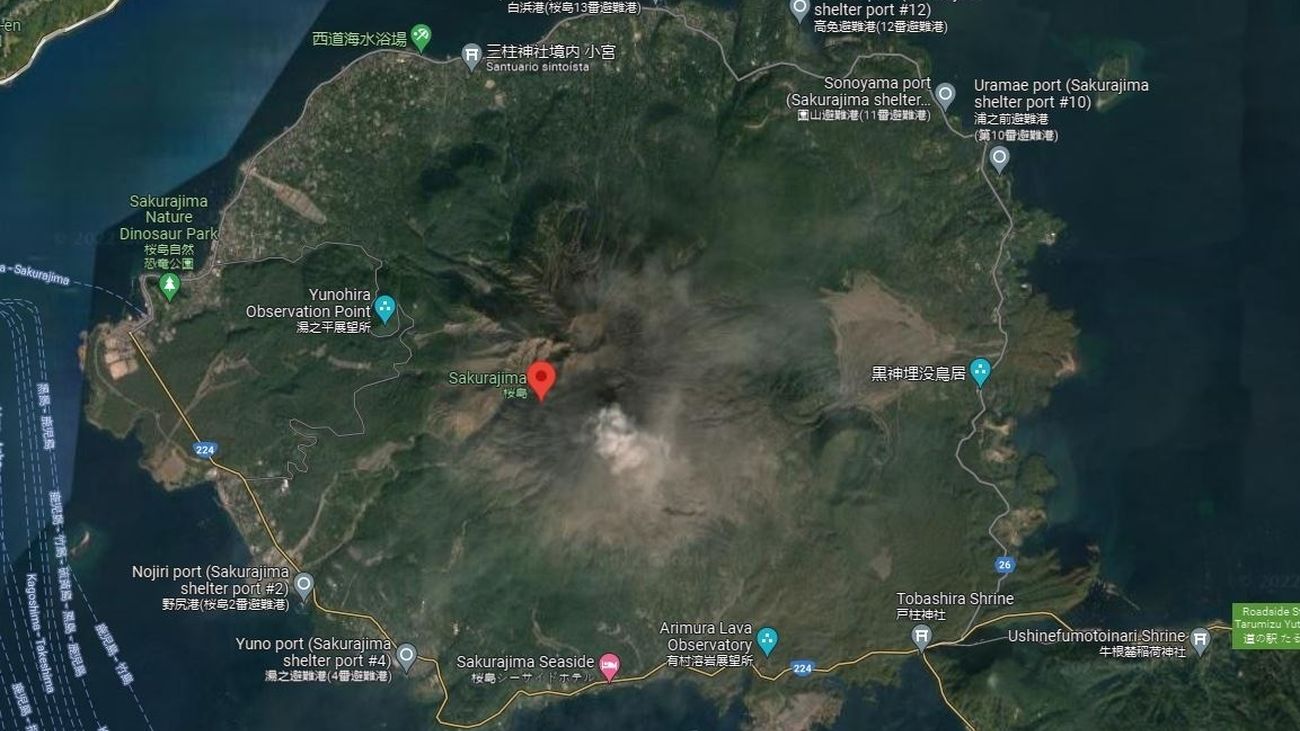 El volcán Sakurajima, Japón