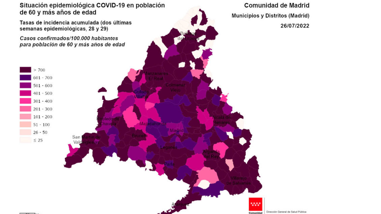 Covid 19: Así está la incidencia acumulada por localidades y distritos entre nuestros mayores mayores de 60 años