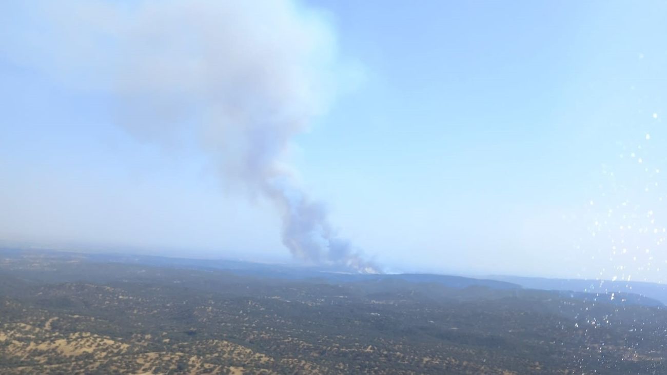 Imagen de una columna de humo provocada por un incendio forestal