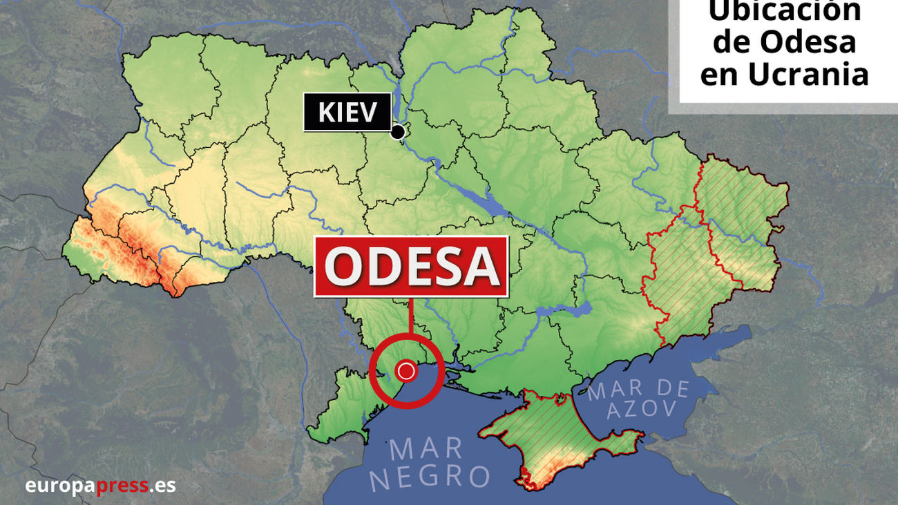 Ubicación de Odesa en Ucrania