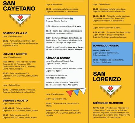 Programa fiestas San Cayetano / Comunidad de Madrid