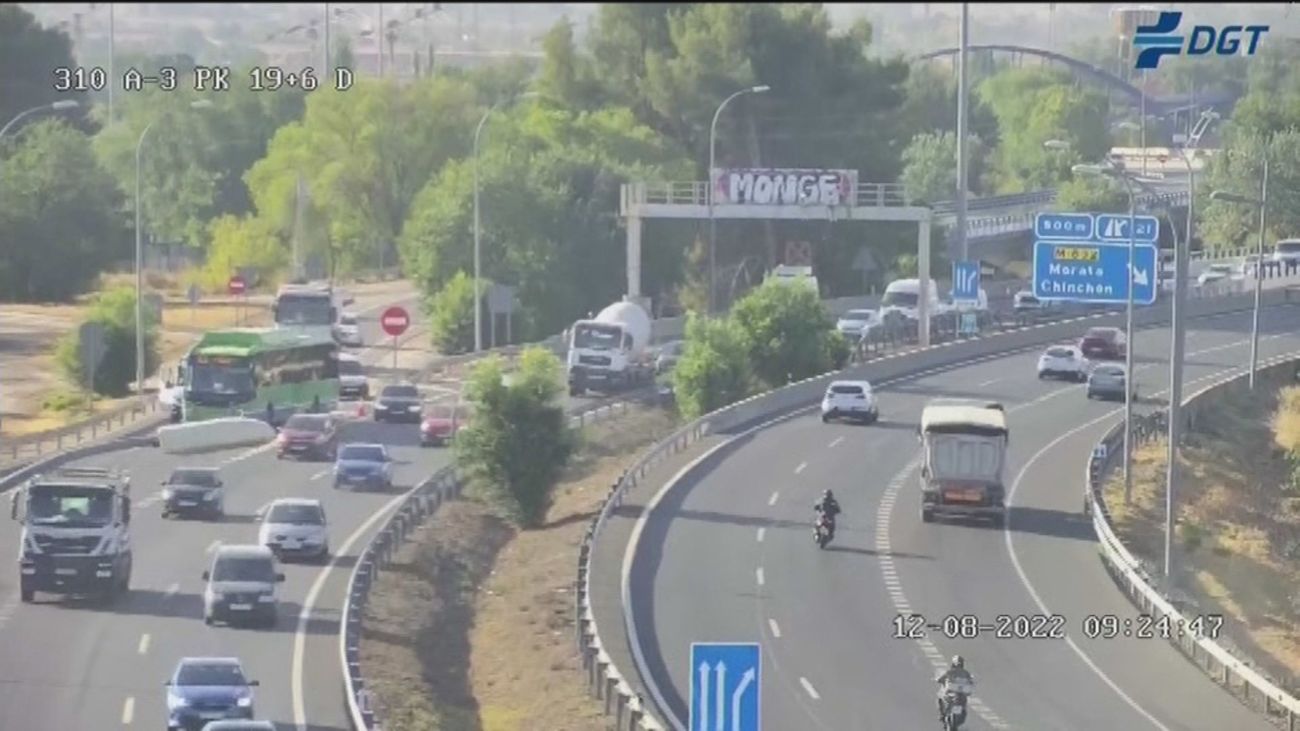 Retenciones en la A-3 a su paso por Arganda del Rey a causa de un accidente de tráfico