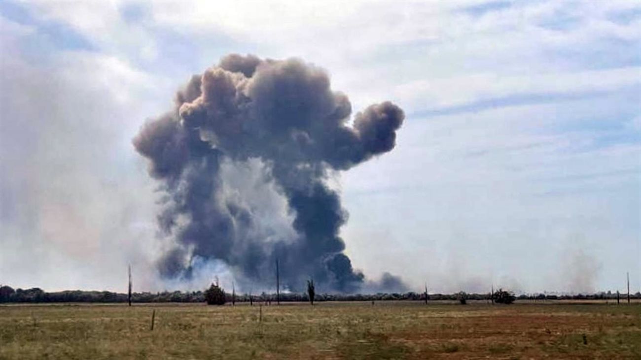 Explosión en un depósito de municiones cerca de Novofedorovka, Crimea, el pasado 9 de agosto