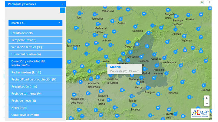Dirección del viento en Madrid / REDACCIÓN