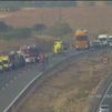 Un accidente con tres heridos provoca el corte de la A-5 y un gran atasco en la entrada a Madrid