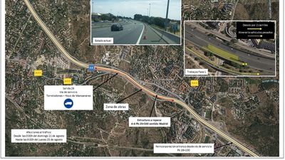 Cortados dos carriles de la A-6 de19 a 7 horas de lunes a viernes por obras