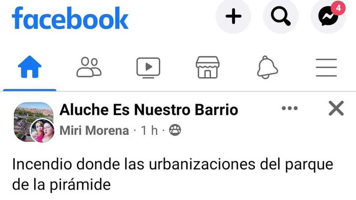 Imagen del incendio en Batán este martes por la mañana / Facebook (Miri Morena)