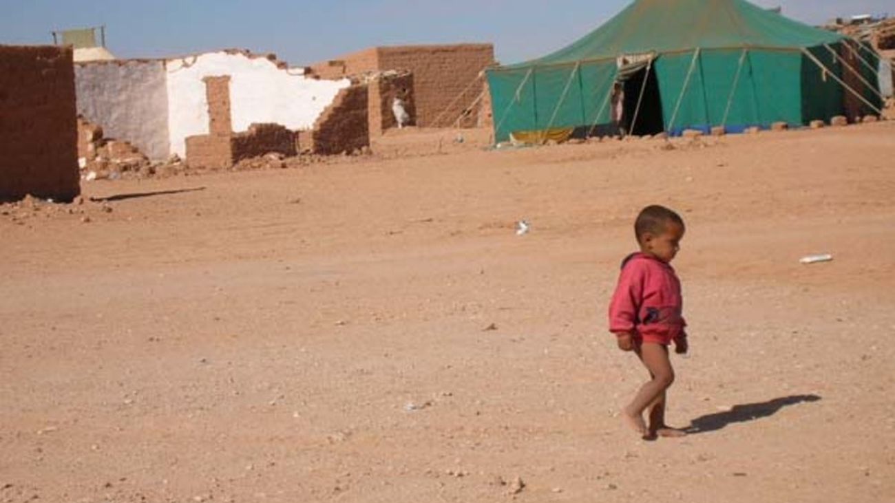 Un niño camina por un campamento de refugiados saharauis en Argelia