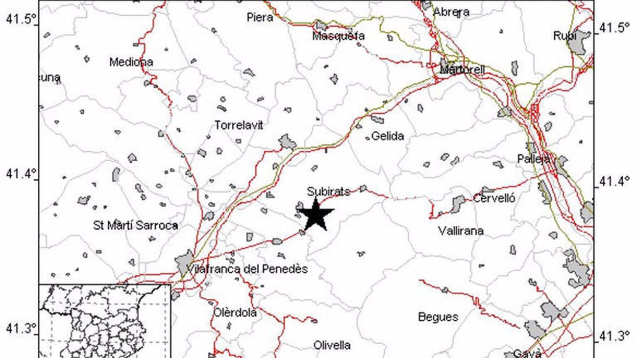Un terremoto de magnitud 2,6 sacude "sin daños" l'Alt Penedès, en Barcelona