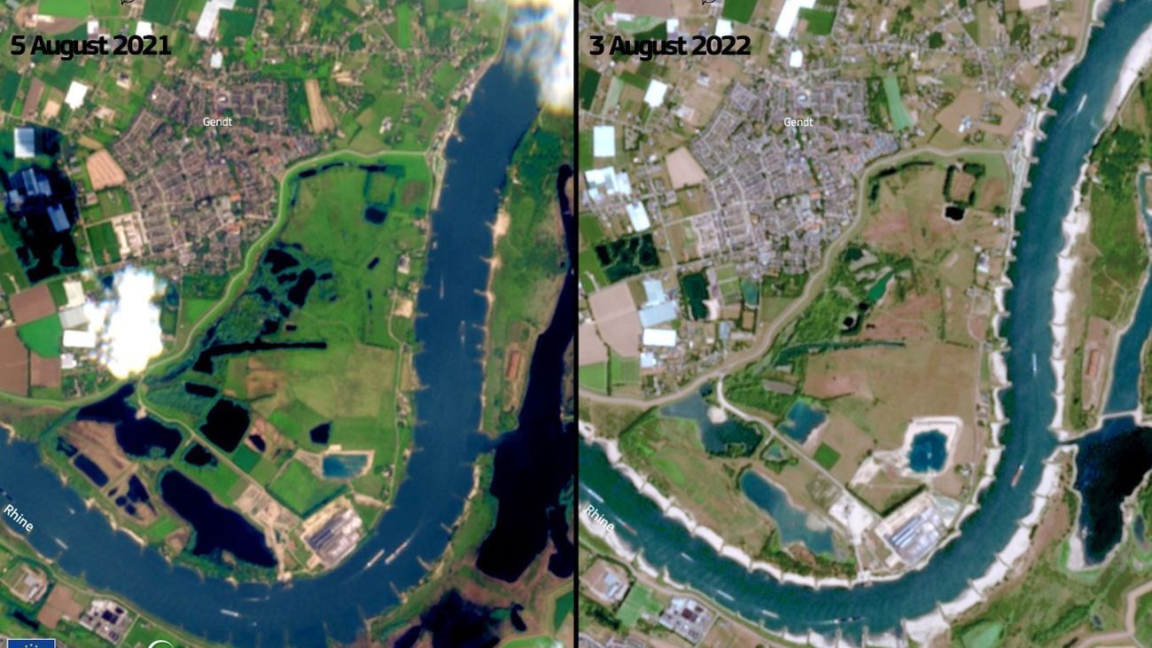 Imágenes de cómo la sequía afecta al Rin