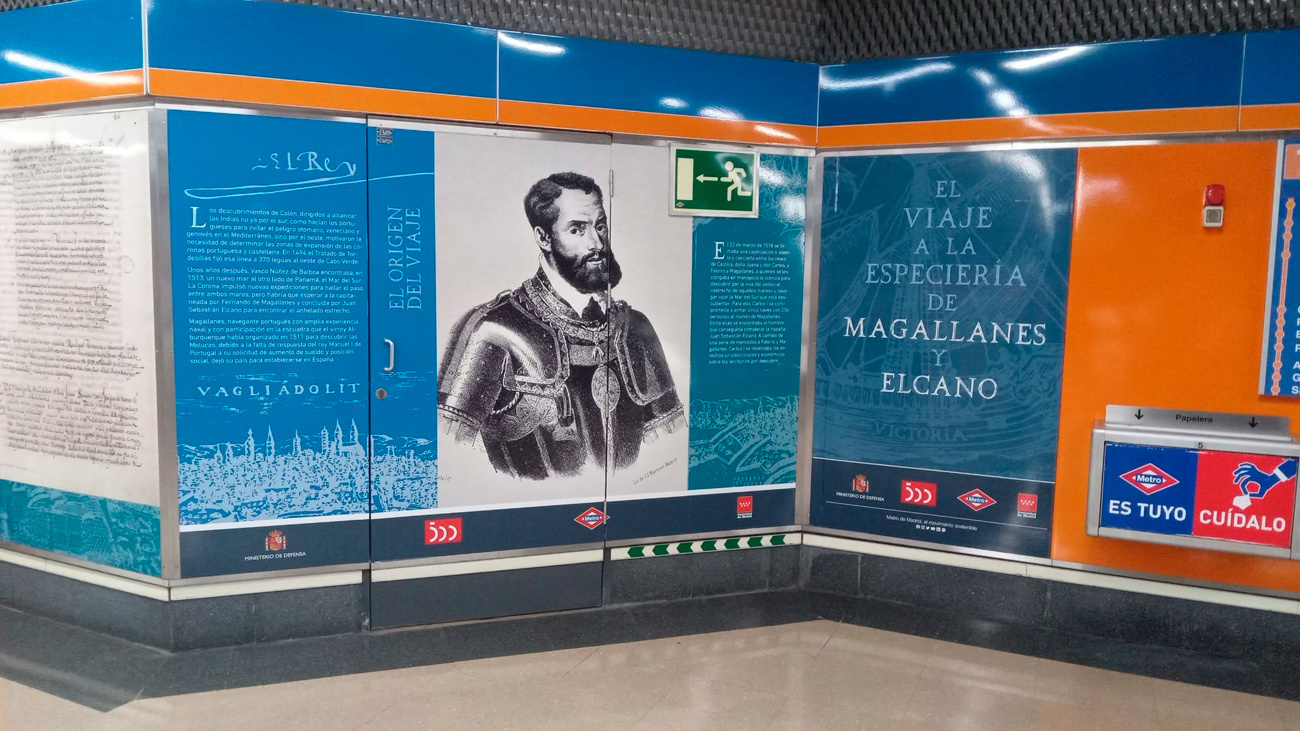 Tematización conmemorativa que se va a ubicar en el vestíbulo de la estación de Metro de Islas Filipinas con motivo del V Centenario de la primera vuelta al mundo
