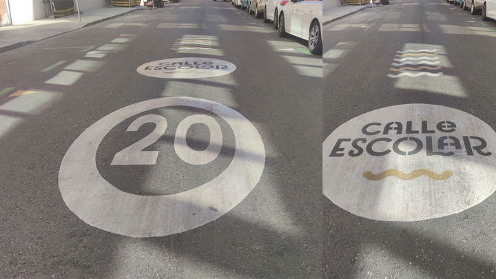 Nuevas señales de tráfico en el suelo Centro escolar / E.E