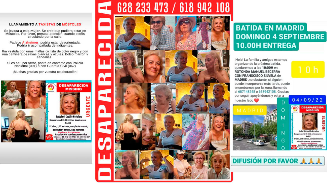 La desesperada búsqueda de Isabel, la mujer con alzheimer de Navalcarnero, 15 días desaparecida