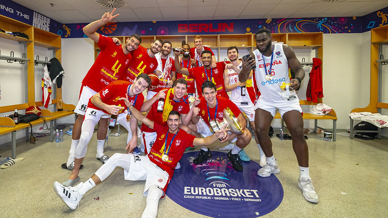 Los jugadores de la selección española de baloncesto