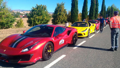 'Cazan' a 12 ferraris  que circulaban juntos a más de 150 km/h en dirección a Logroño