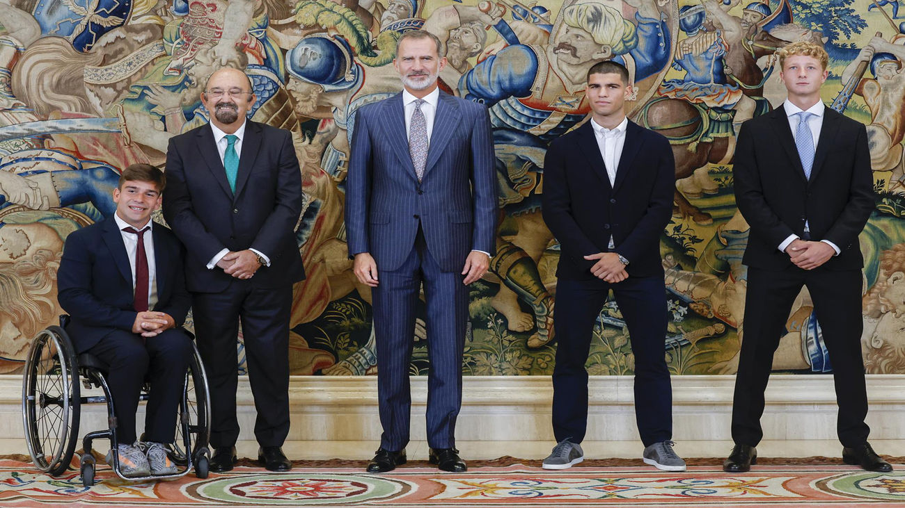 El Rey recibe a Alcaraz, Landaluce y De la Puente, ganadores del US Open