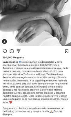 Comunicado en Instagram de Laura Escanes / LAURAESCANES