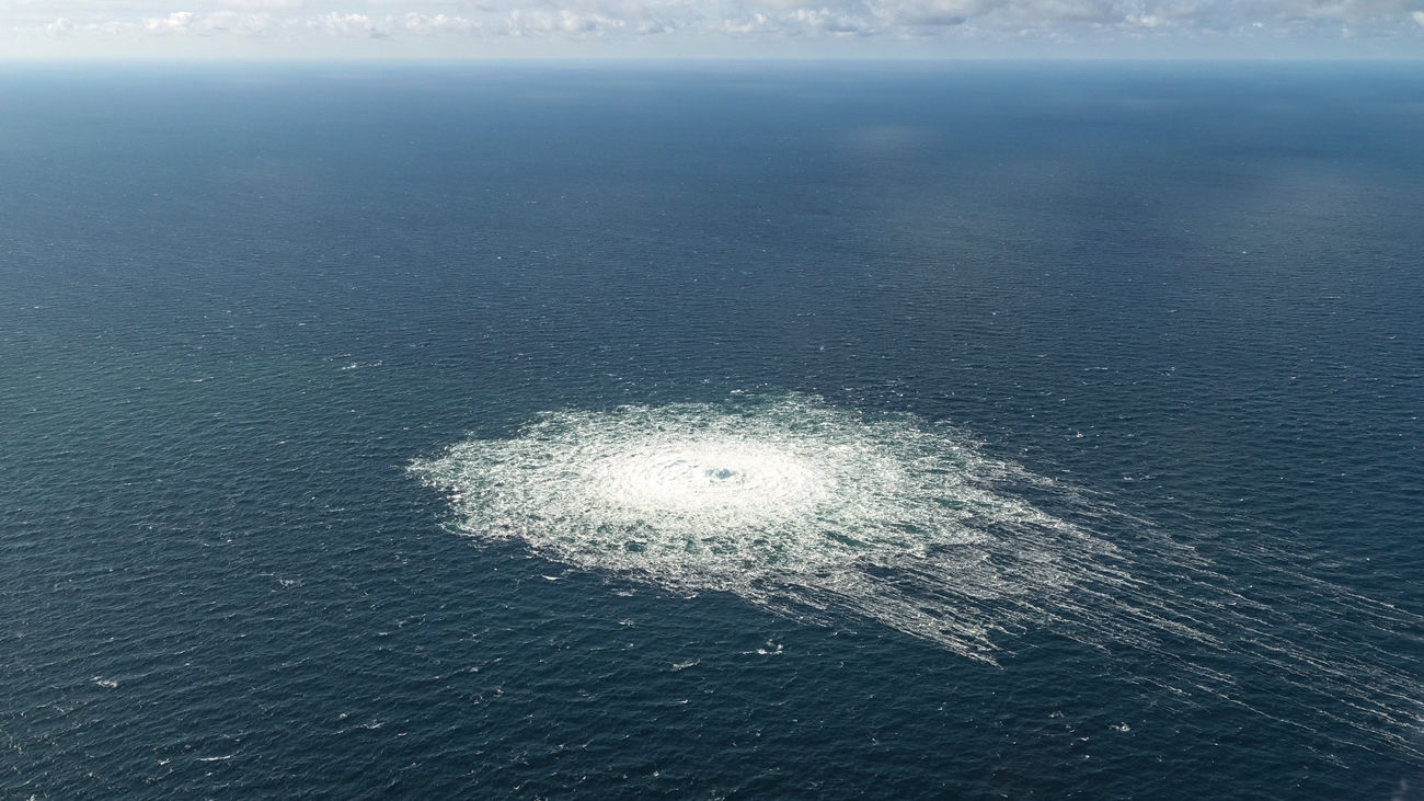 Foto aérea que muestra la fuga del gas en el mar Báltico