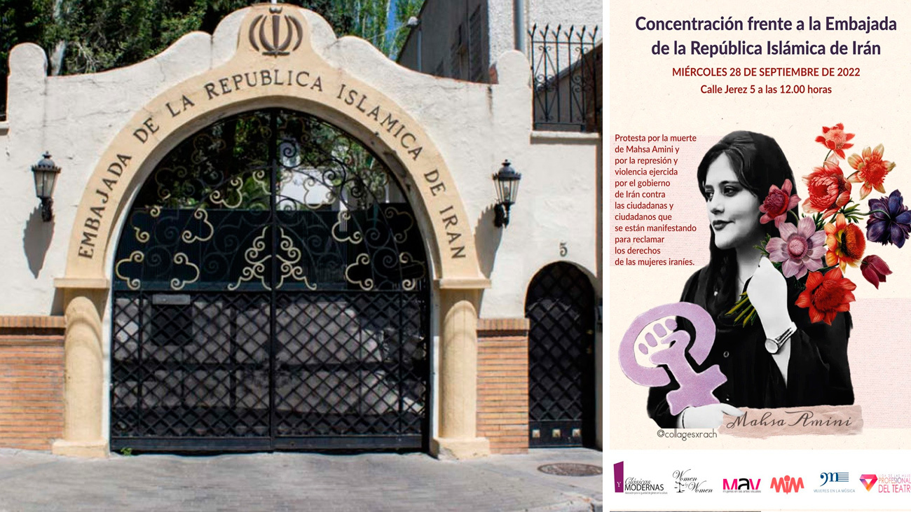 Mujeres del mundo de la cultura convocan una manifestación frente a la embajada de Irán en Madrid