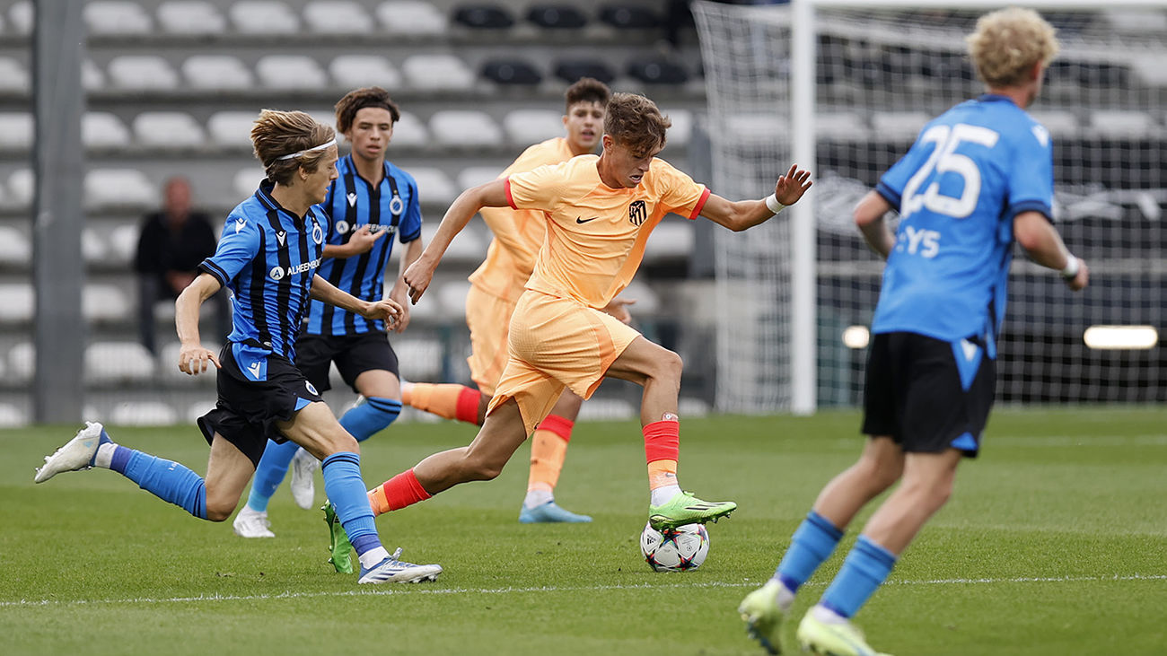 El Atlético refuerza su liderato en la Champions juvenil tras ganar 1-3 al Brujas