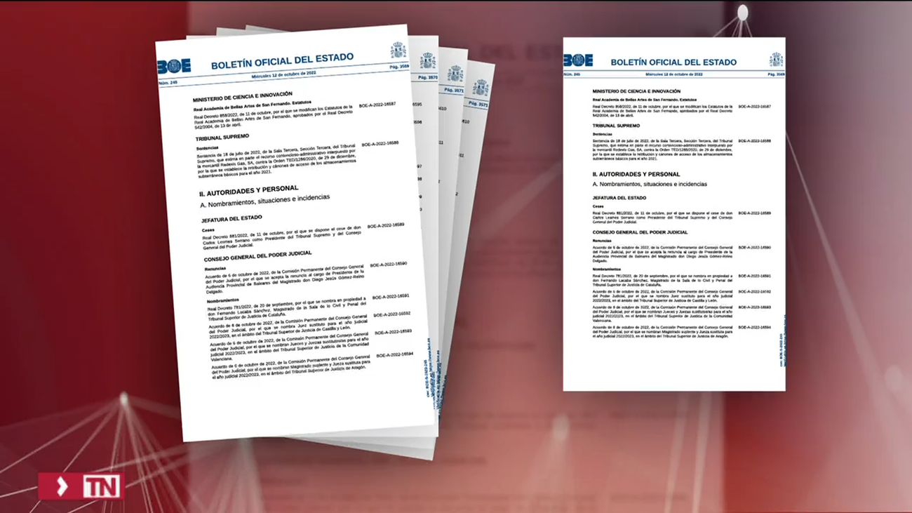 El BOE publica el cese "por renuncia" de Lesmes como  presidente del CGPJ y del Tribunal Supremo