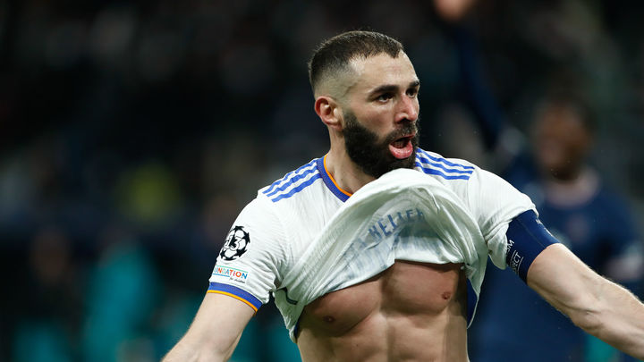 Benzema celebra un gol frente al PSG en Champions / EUROPA PRESS