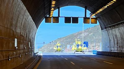 La A-1 corta sus dos carriles en el túnel de Somosierra por simulacro de accidente